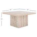 Izzat Square Marble Accent Table - 21 In W x 21 In D x 12 In H - 21Wx21Dx12H