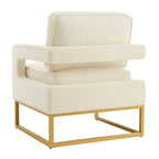Modern Style Velvet Accent Chair with Gold Metal Base
