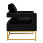 Modern Style Velvet Accent Chair with Gold Metal Base