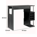 Transitional Style Wooden Bar Table with 3 Tier Side Shelves, Gray