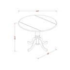 East West Furniture Dublin Dining Room Table - a Round kitchen Table Top with Dropleaf & Pedestal Base, Linen White & Mahogany