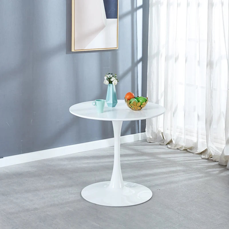 31.5Tulip Dining Table for 2-4 people With Round Mdf Table Top, Pedestal Dining Table, End Table Leisure Coffee Table