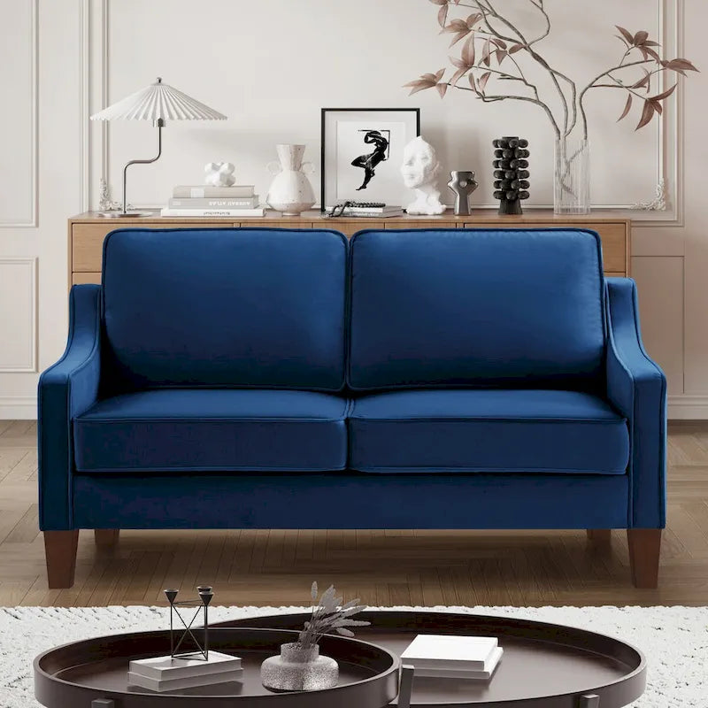 Modern Loveseat Sofa for Living Room Upholstered Velvet Small Couch - 51.5L x 29 W x 34.25 H , Seat height: 18