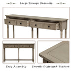 Pine Wood and MDF Styled Console Sofa Easy Assembly with Two Storage Drawers and Bottom Shelf for Living Room, Entryway