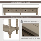 Pine Wood and MDF Styled Console Sofa Easy Assembly with Two Storage Drawers and Bottom Shelf for Living Room, Entryway