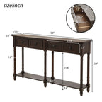 Pine Wood and MDF Styled Console Sofa Easy Assembly with Two Storage Drawers and Bottom Shelf for Living Room, Entryway
