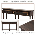 Pine Wood and MDF Styled Console Sofa Easy Assembly with Two Storage Drawers and Bottom Shelf for Living Room, Entryway