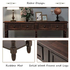 Pine Wood and MDF Styled Console Sofa Easy Assembly with Two Storage Drawers and Bottom Shelf for Living Room, Entryway
