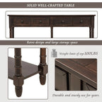 Pine Wood and MDF Styled Console Sofa Easy Assembly with Two Storage Drawers and Bottom Shelf for Living Room, Entryway