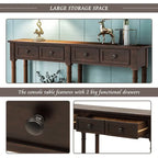 Pine Wood and MDF Styled Console Sofa Easy Assembly with Two Storage Drawers and Bottom Shelf for Living Room, Entryway