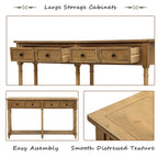 Pine Wood and MDF Styled Console Sofa Easy Assembly with Two Storage Drawers and Bottom Shelf for Living Room, Entryway
