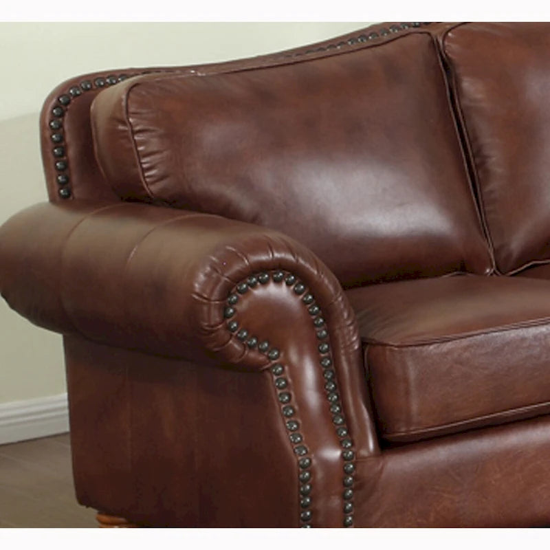 Brandon Distressed Whiskey Top Grain Italian Leather Sofa and Two Chairs Set