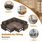 82.6 L-shape Sofa Bed,Sleeper Sofa with Wheels and USB Ports