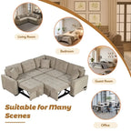 82.6 L-shape Sofa Bed,Sleeper Sofa with Wheels and USB Ports