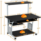 3 Tier Computer Desk with Printer Shelf
